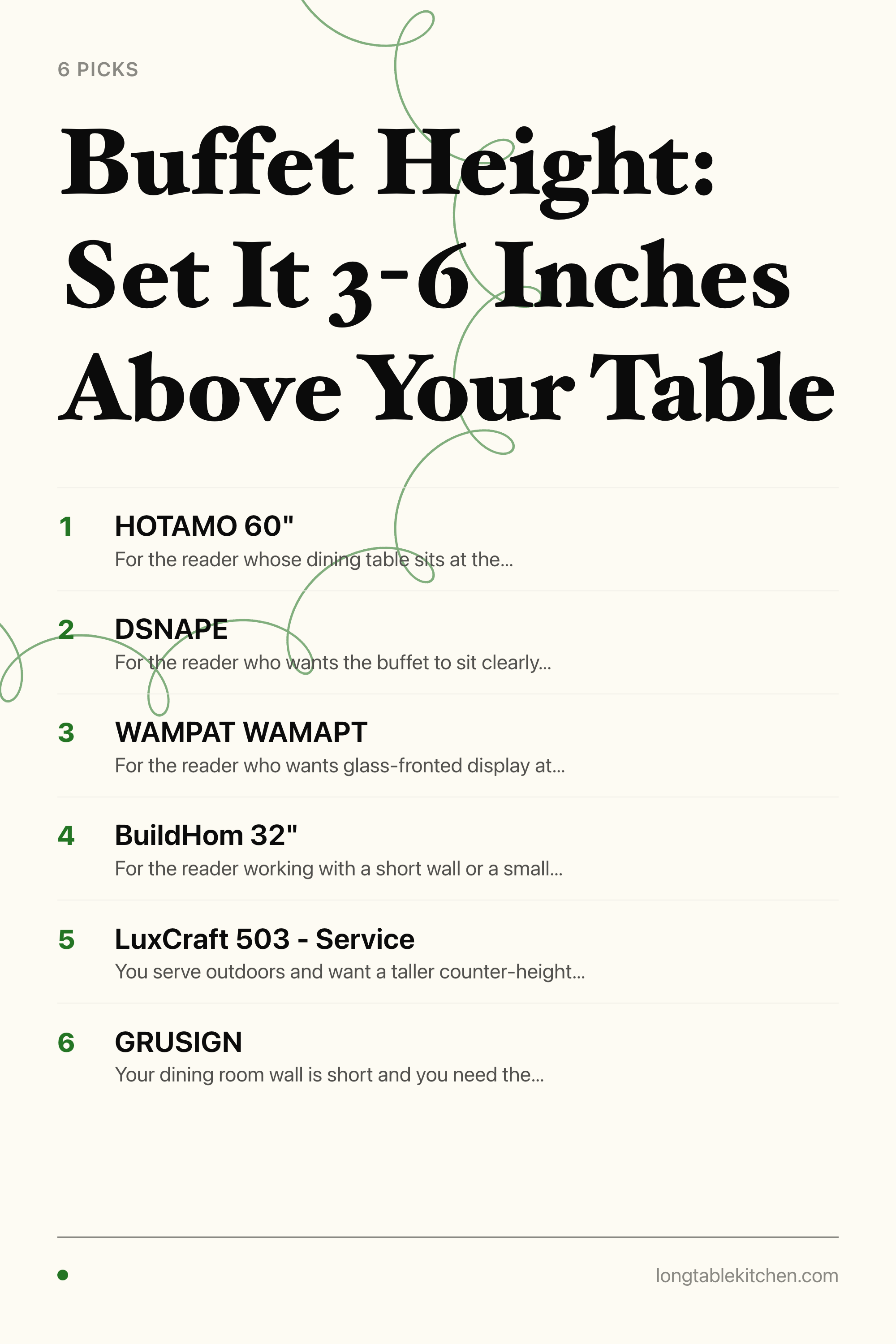 Buffet Height: Set It 3-6 Inches Above Your Table — the picks, as a saveable list