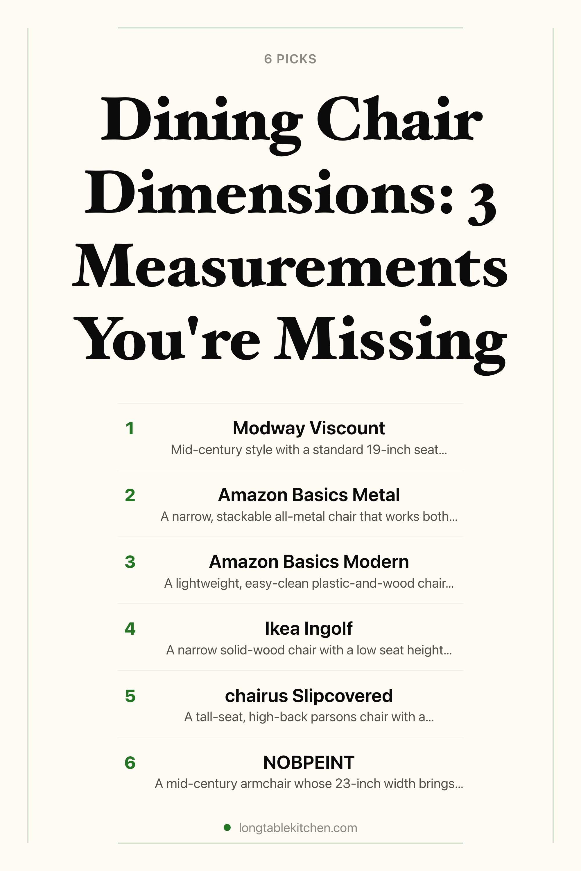 Dining Chair Dimensions: 3 Measurements You're Missing — the picks, as a saveable list