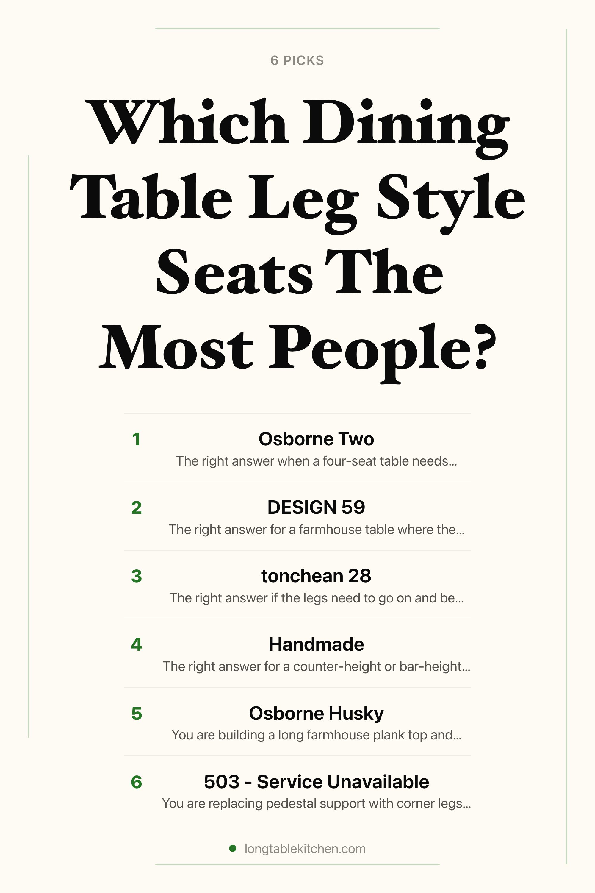 Which Dining Table Leg Style Seats The Most People? — the picks, as a saveable list