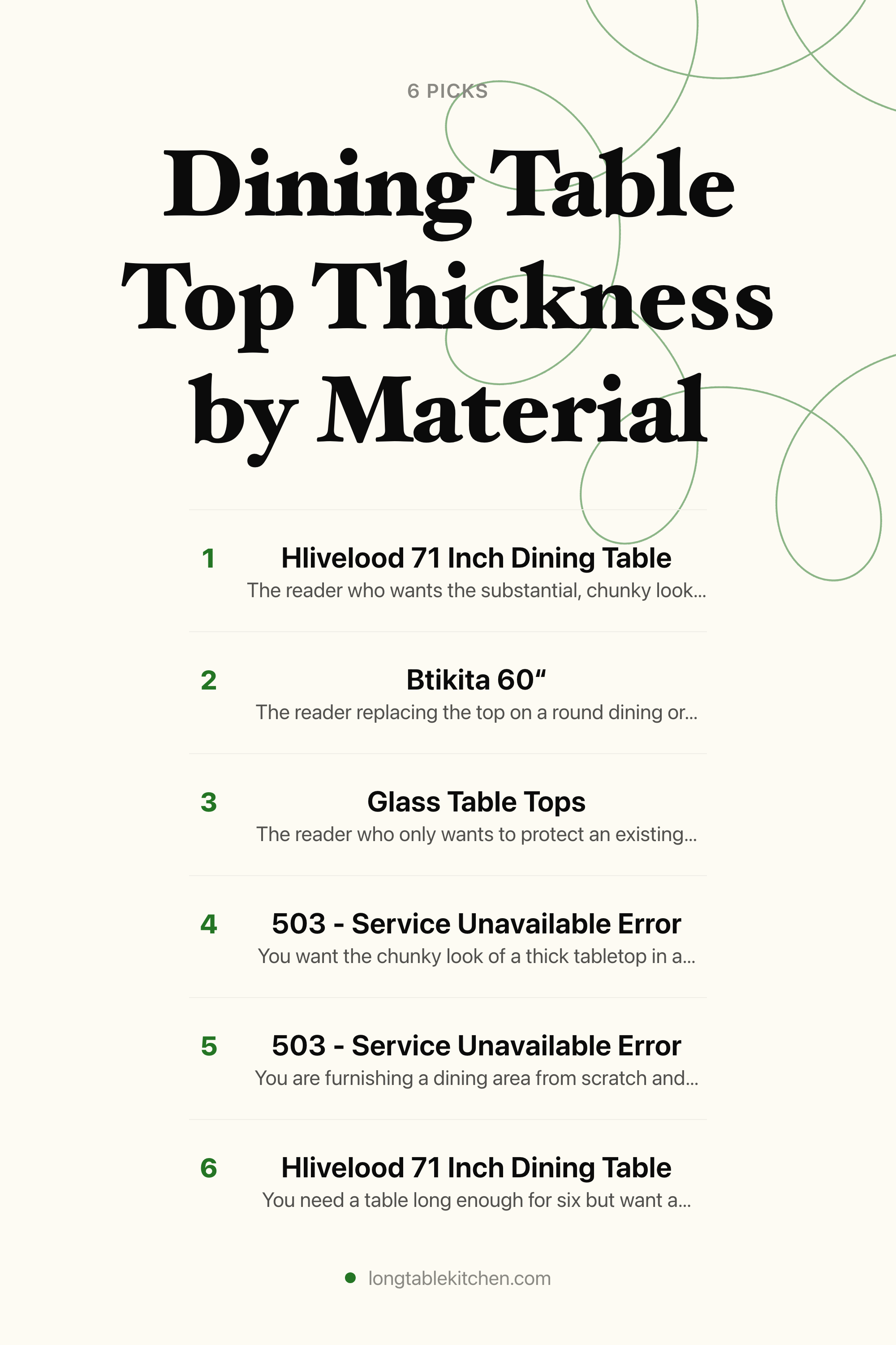 Dining Table Top Thickness by Material — the picks, as a saveable list