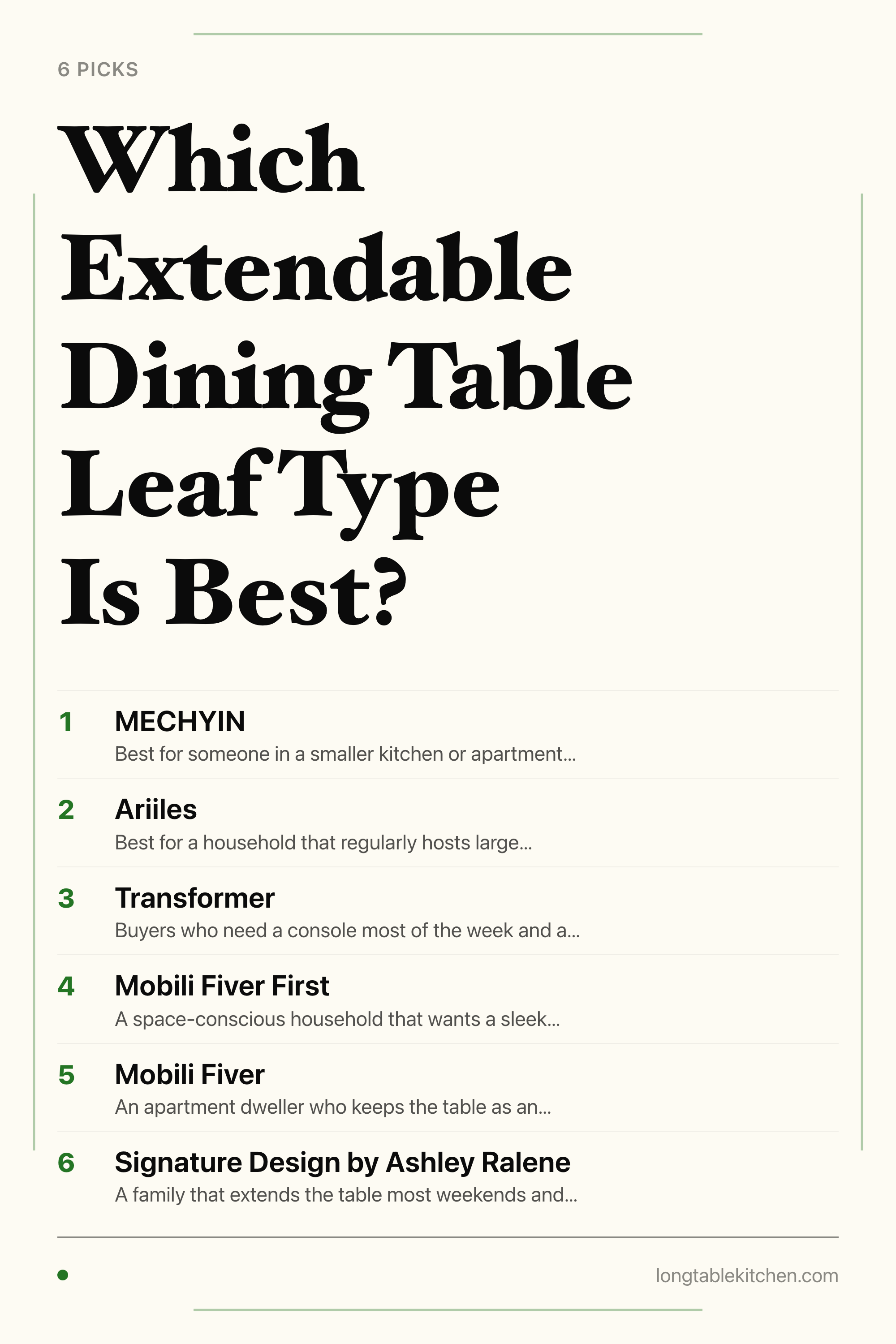 Which Extendable Dining Table Leaf Type Is Best? — the picks, as a saveable list