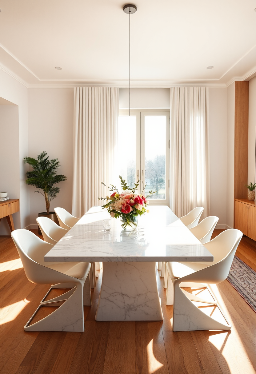 Modern Dining Room Ideas: Oval Table, Linear Pendant & Oak Tones