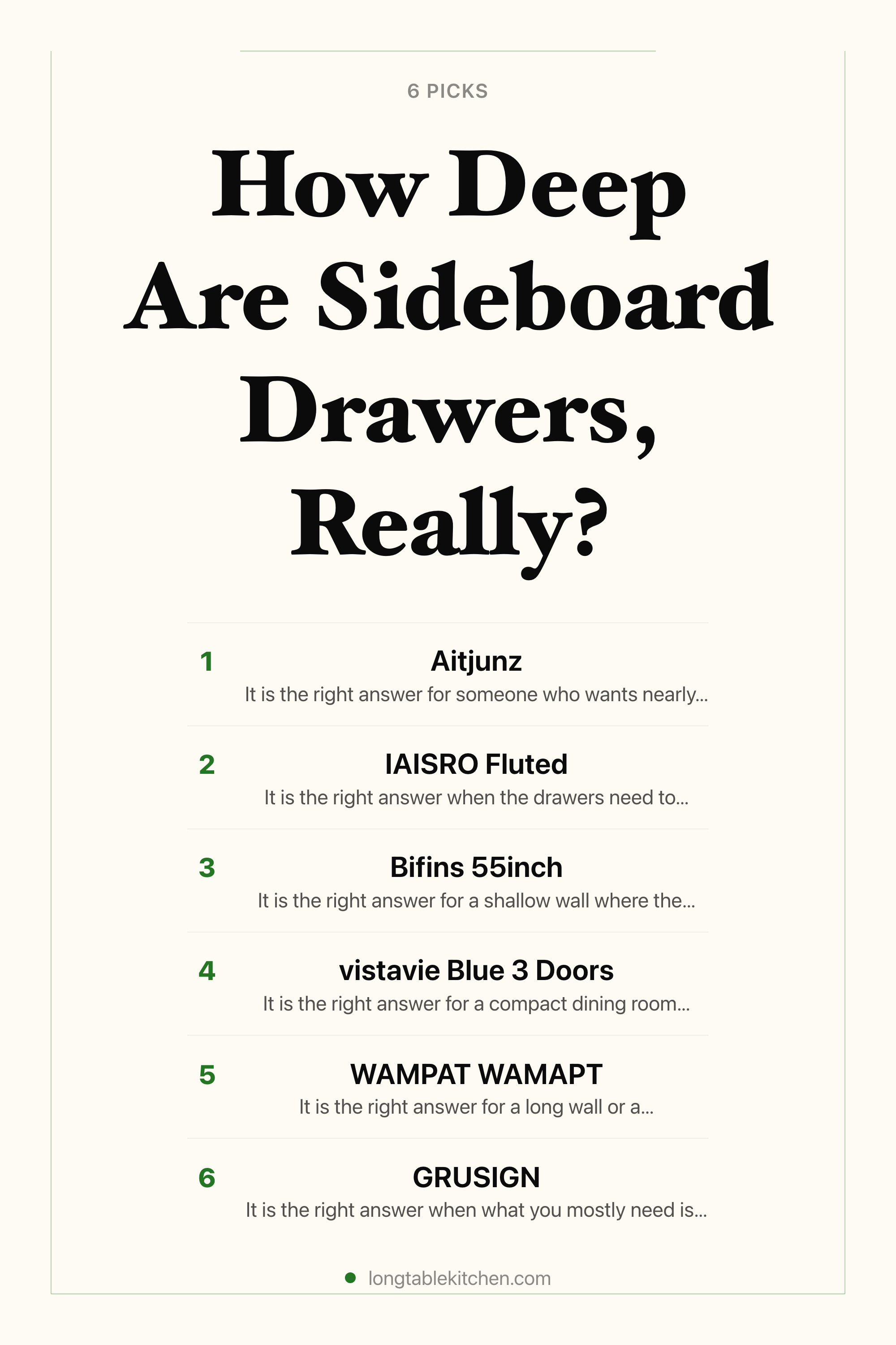 How Deep Are Sideboard Drawers, Really? — the picks, as a saveable list